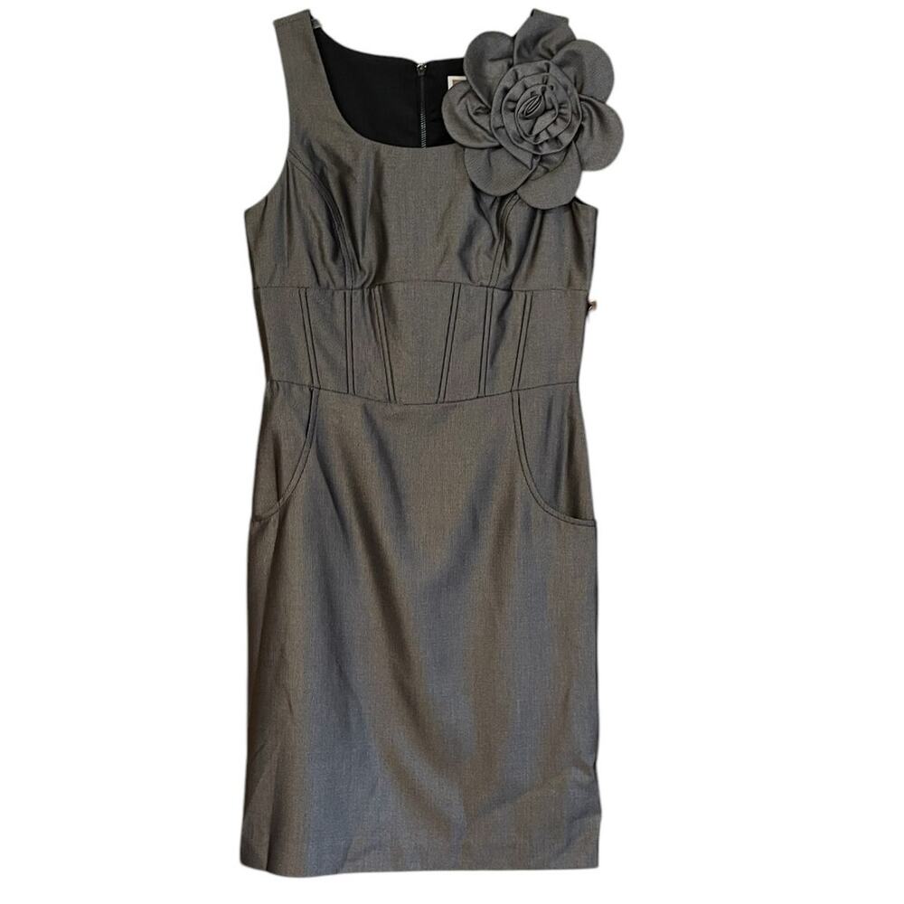 NUE by Shani Size 8 NWT Sleeveless Gunmetal Shaping Corset Midi Dress Flower